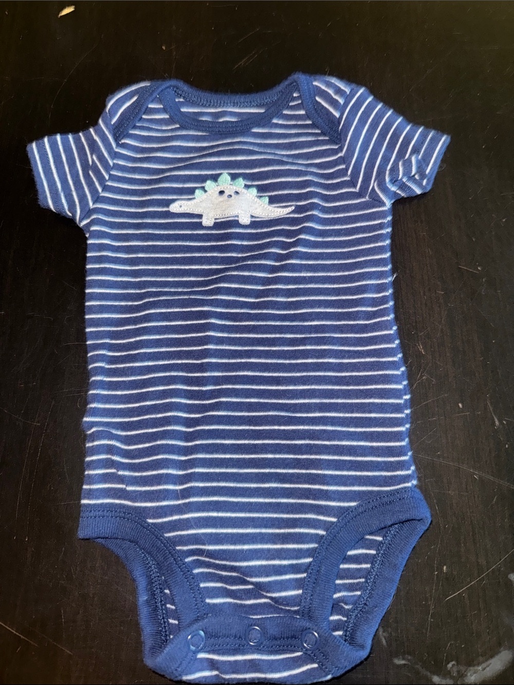 Carter's Navy & White Stripe Dino Applique One-Piece Bodysuit